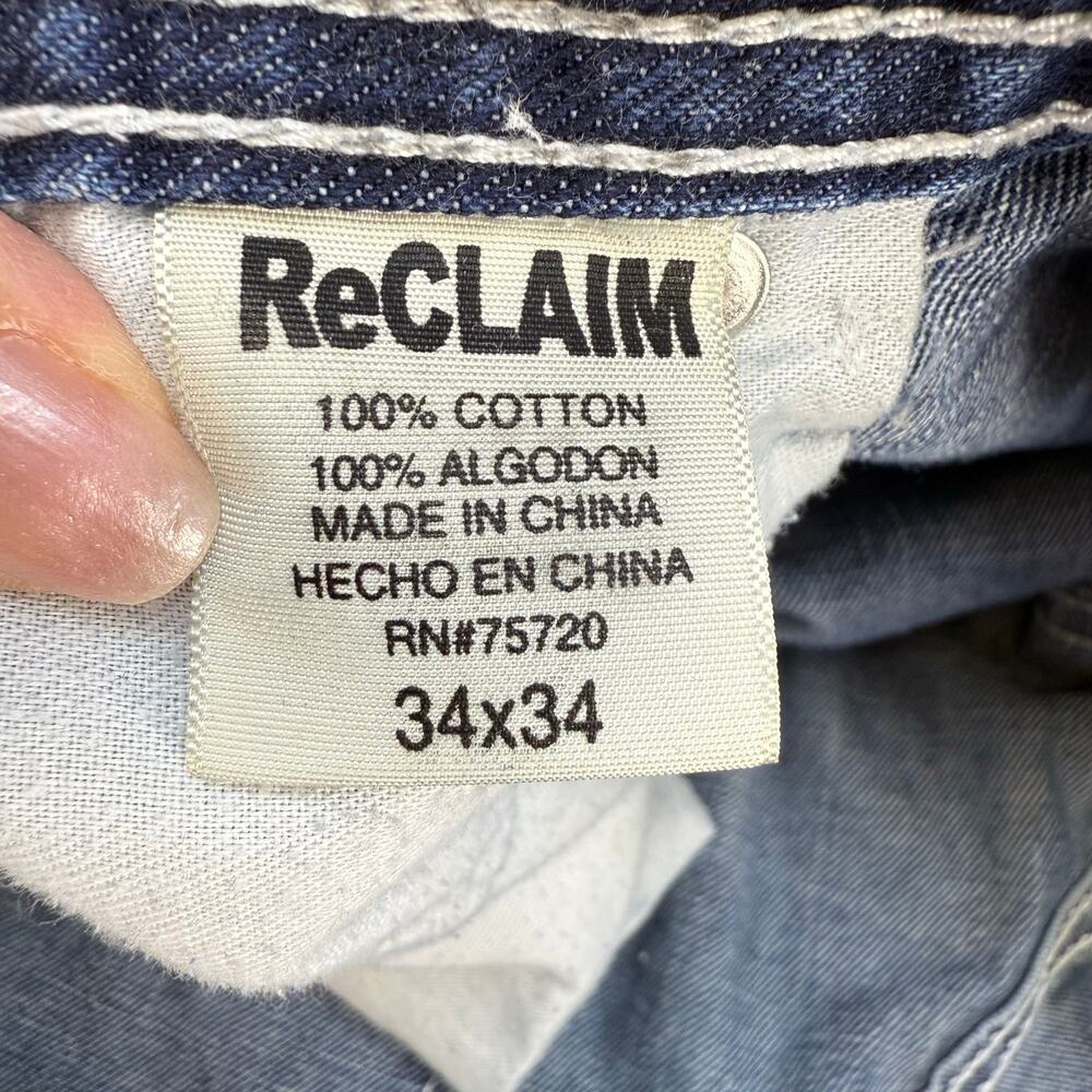 ReClaim Jeans By Buckle Men's 34L Blue Stone Wash Loose Straight Long Tall - Picture 6 of 15